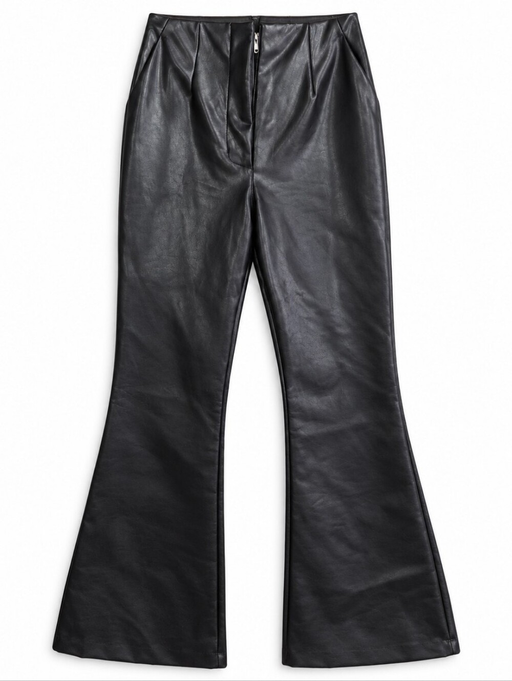 Abercrombie & Fitch Curve Love Vegan Leather Black Flare Pants 25/0